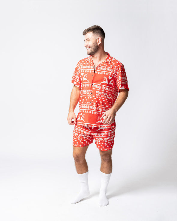 Red Filthy Animal Pyjama Shorts